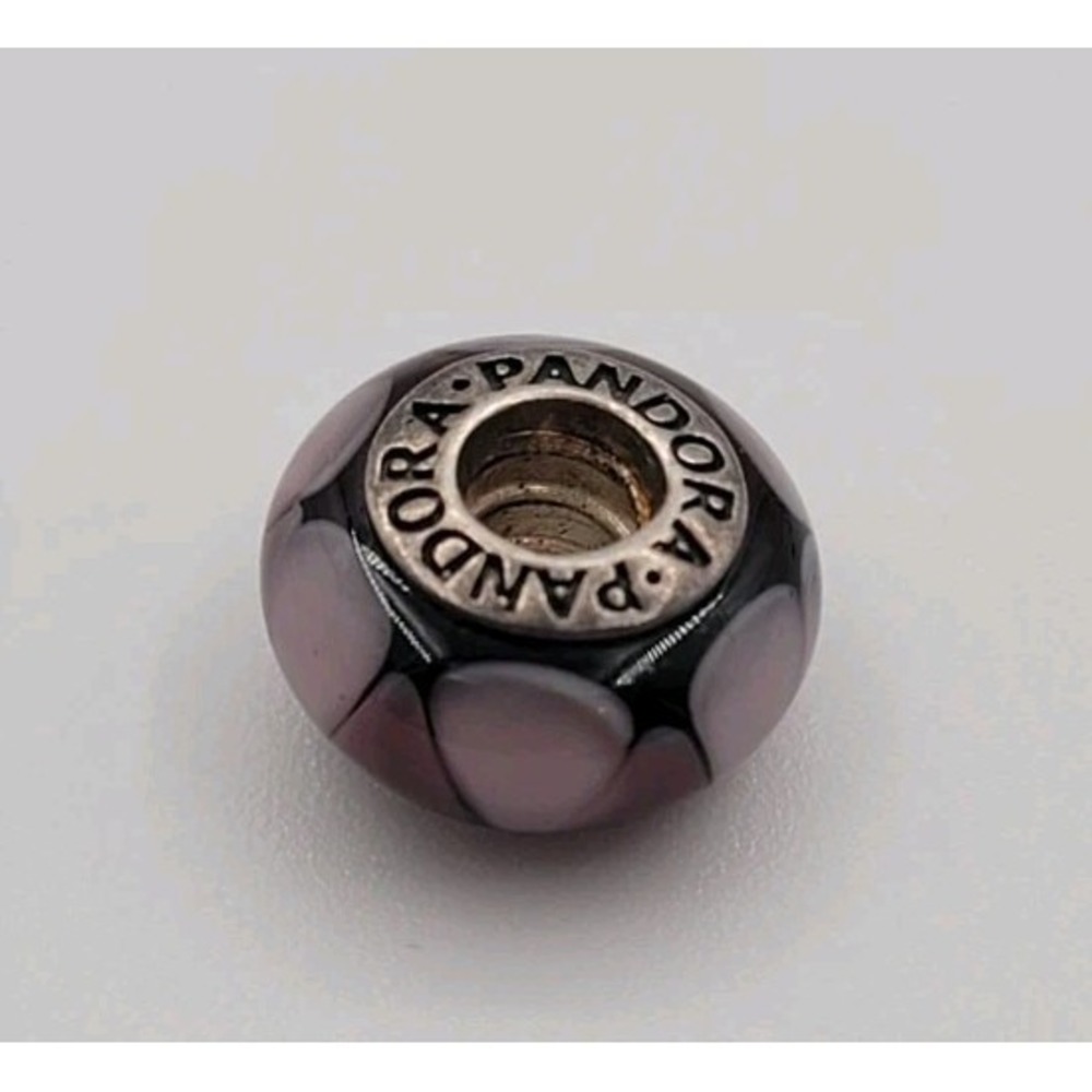 PANDORA Sterling Silver S 925 ALE Purple Murano Glass Charm Bead‎